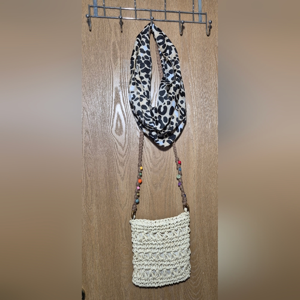 Cappelli by Straworld Woven Cross Body Multicolor Beads On Shoulder Strap